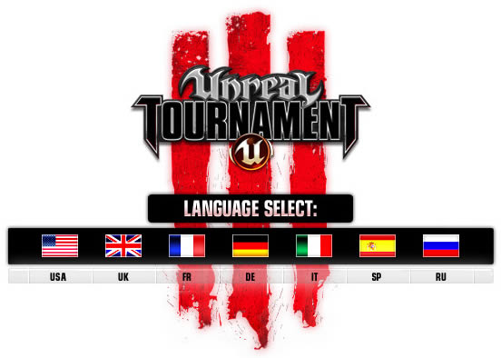 Unreal Tournament 3 website country selector design example