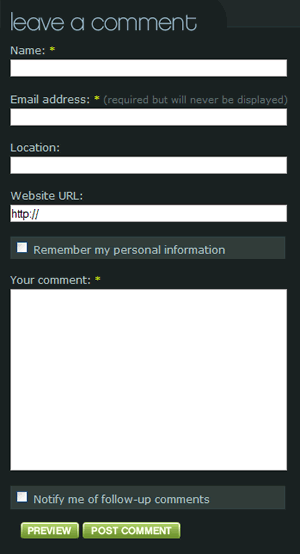 Veerle's blog 2.0 comment form design example