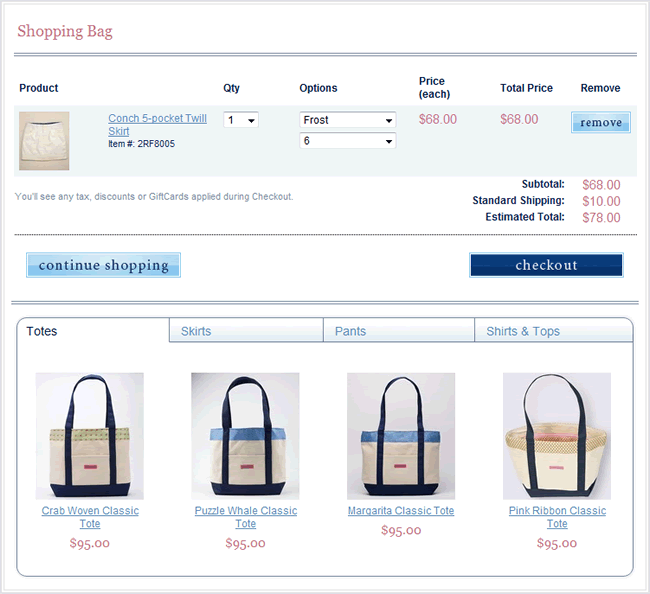 Vineyard Vines shopping cart design example