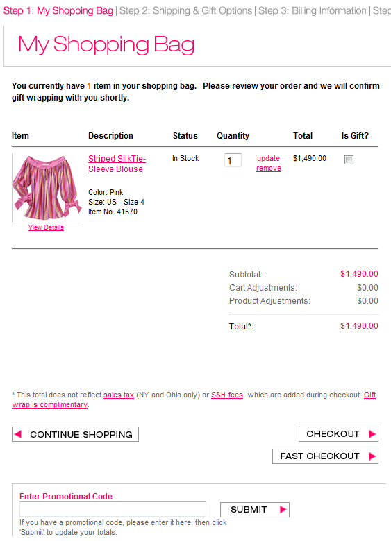 Vivre ecommerce shopping cart design example