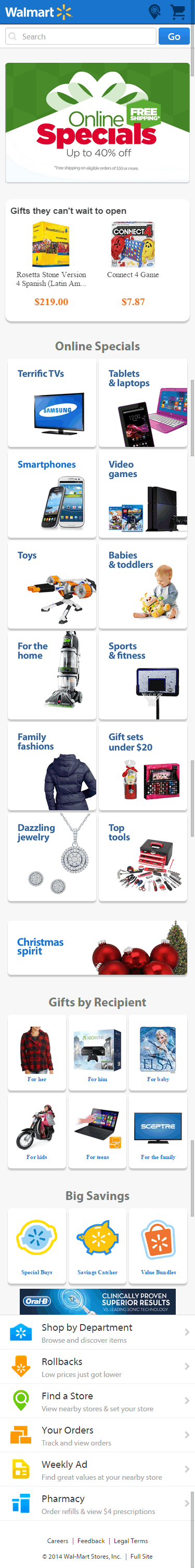 Walmart ecommerce mobile home page design example