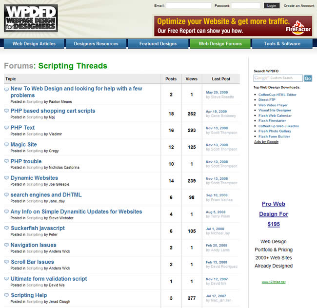 Web Page Design for Designers forum design example