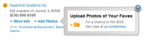 Yellow Pages web tooltip design example
