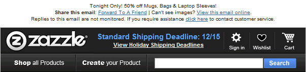Zazzle email header design example
