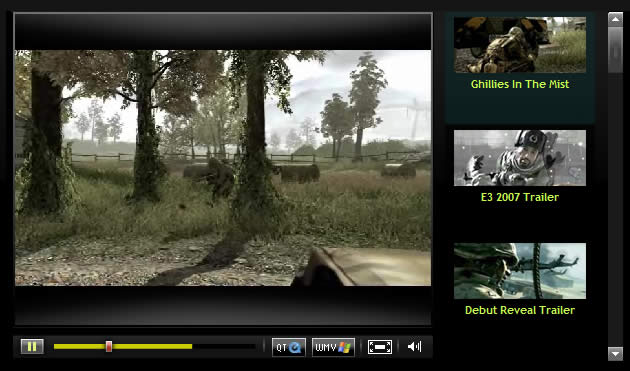 Infinity Ward web video player design example