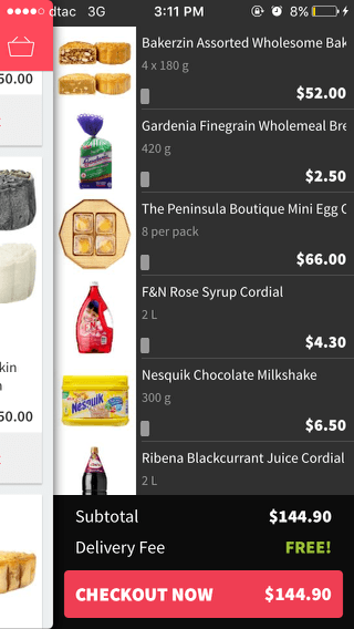 RedMart mobile shopping cart (iPhone app)