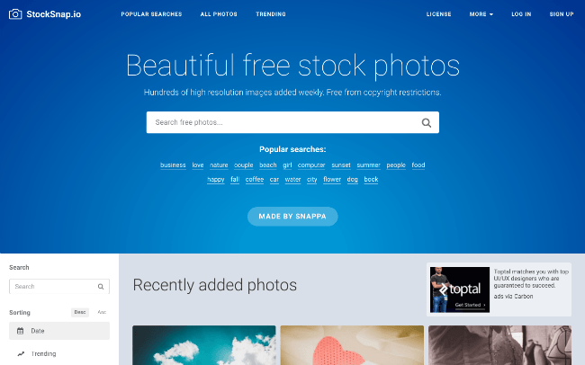 StockSnap.io free stock photo website
