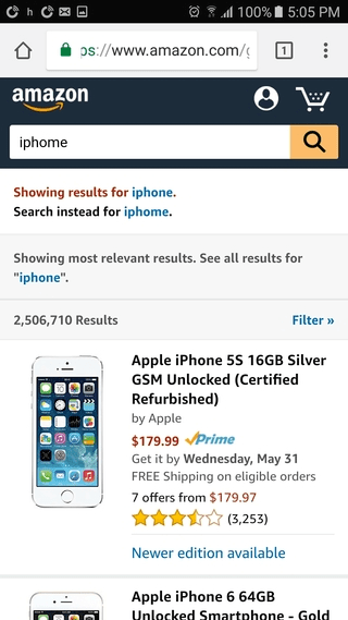Amazon mobile search spelling auto-correct