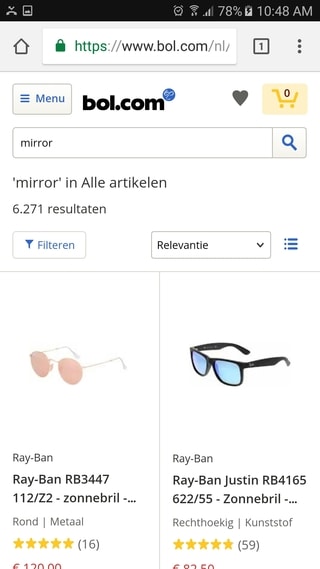 Bol.com mobile site search results