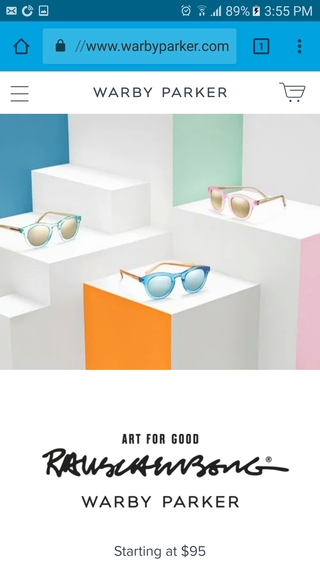 Warby Parker mobile website home page