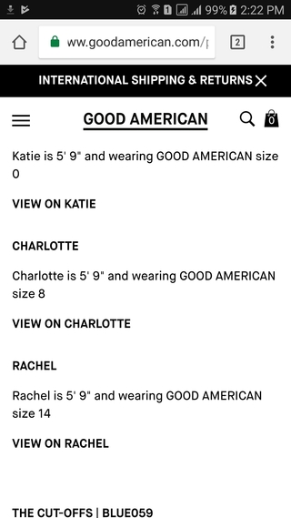 Good American choose fit model screen