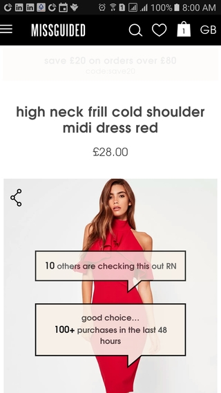 Missguided social proof messages on mobile PDP