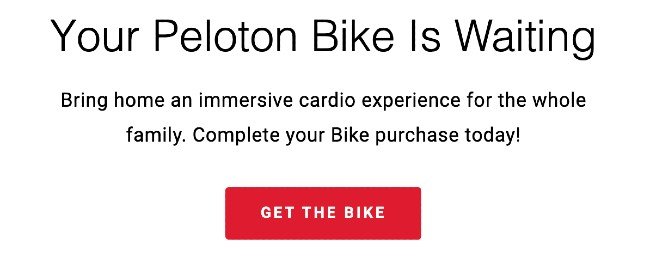 Peloton abandoned cart email copywriting